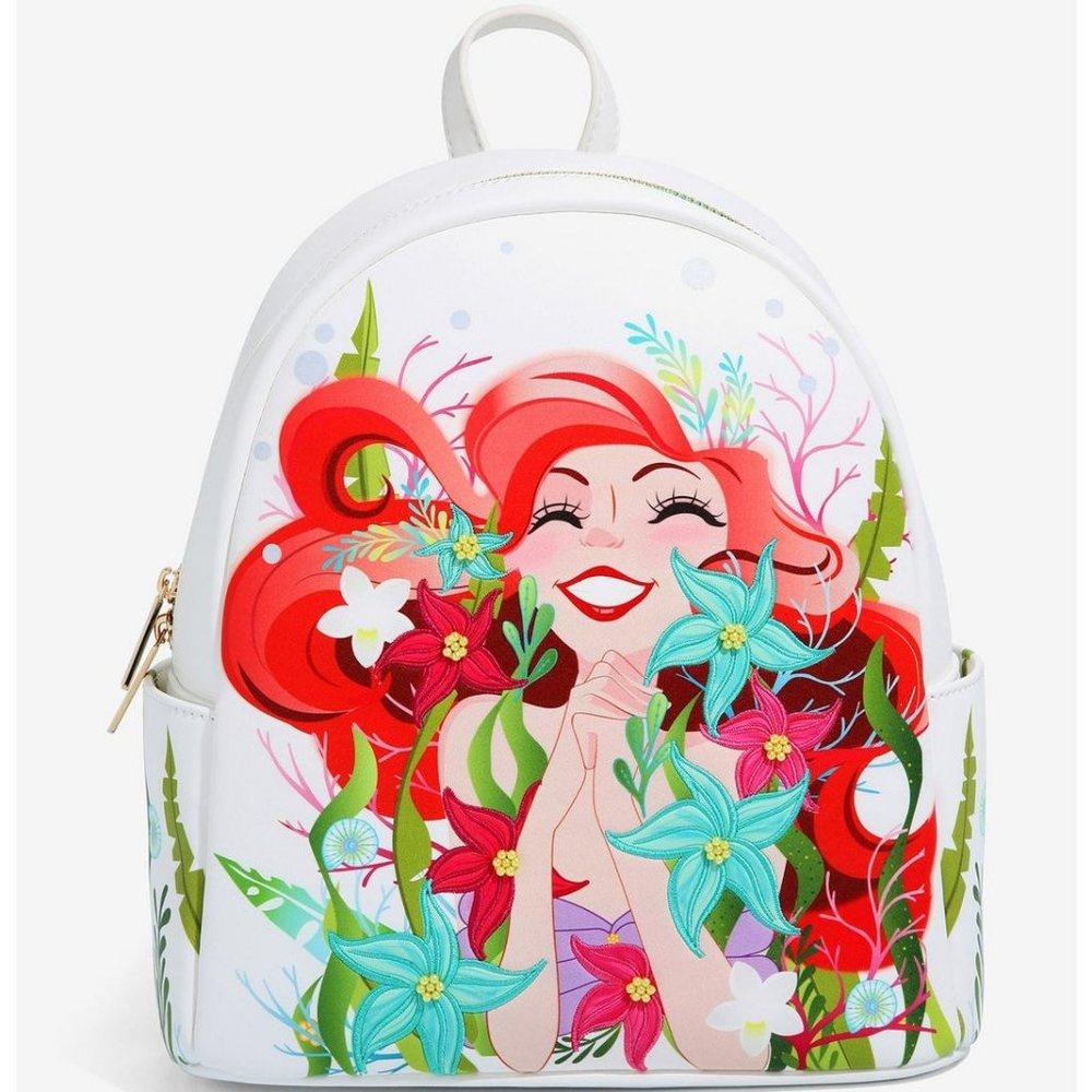 Danielle Nicole Disney Little Mermaid Ariel Floral Mini Backpack + Card Holder